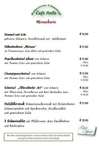 Neue Cafe Halle Speisekarte Oktober 2025