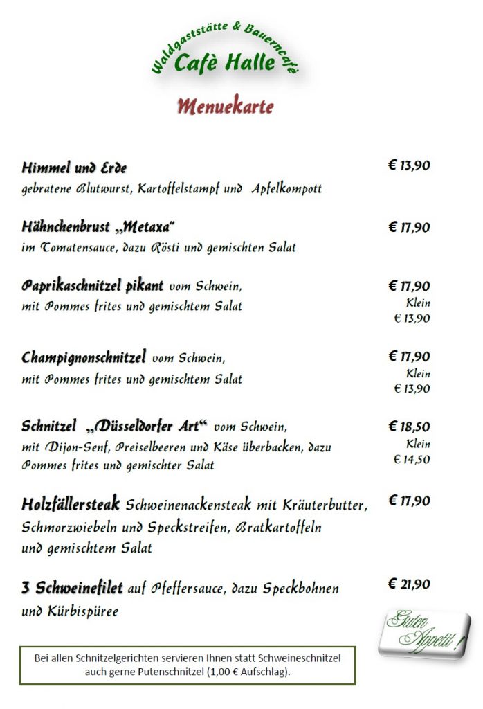 Cafe Halle Speisekarte November 2025 Seite 2