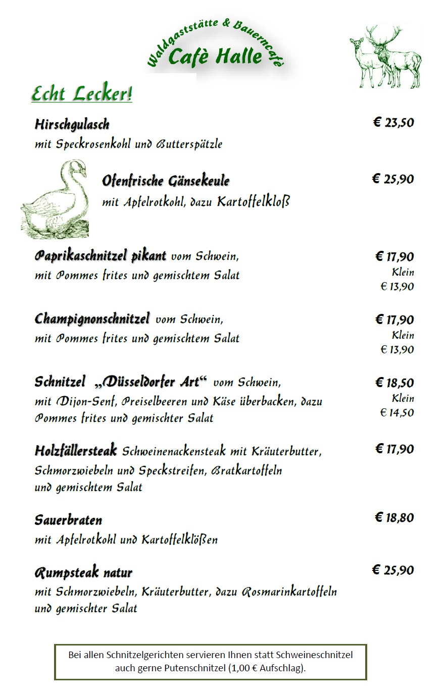 Speisekarte Cafe Halle November 25 Seite 1