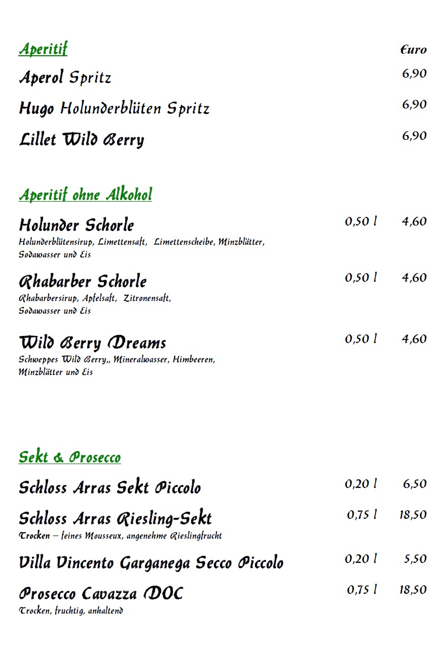 Cafe Halle Getränke Aperitife