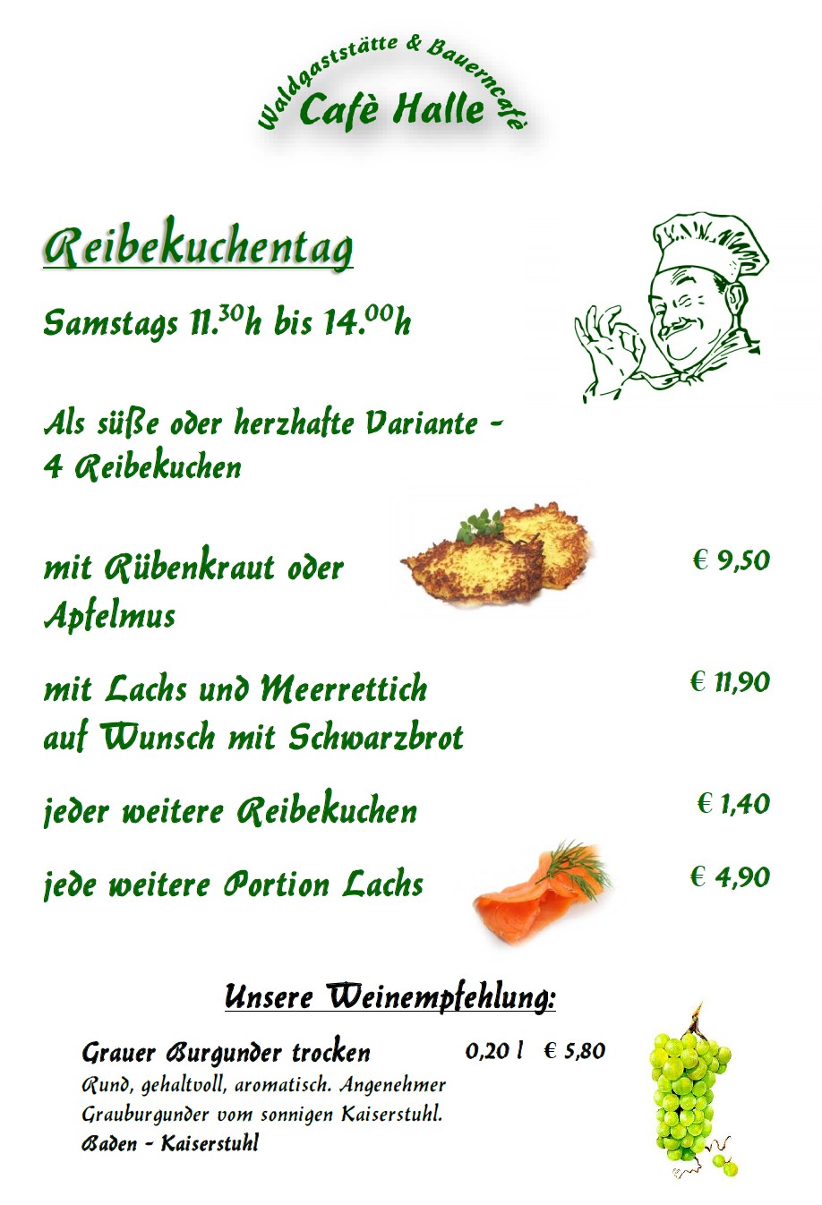 Cafe Halle Reibekuchenkarte Seite 1