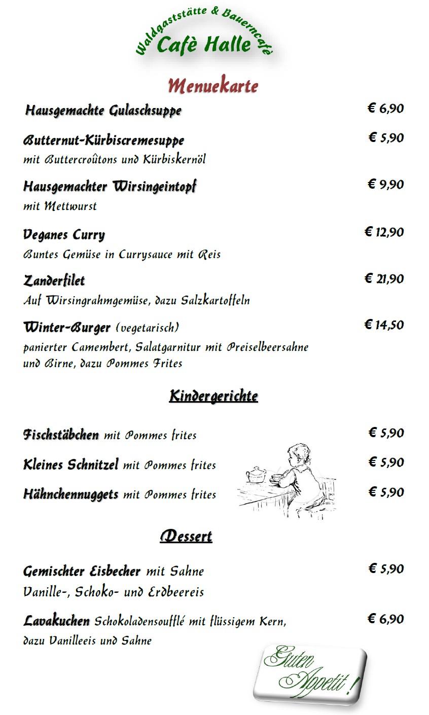 Cafe Halle Speisekarte Seite 2 Hausgemachte Gulaschsuppe