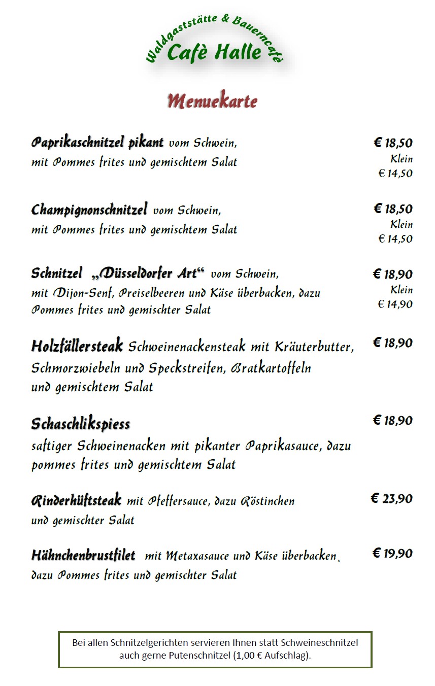 Aktuelle Speisekarte April 2026 Seite 1