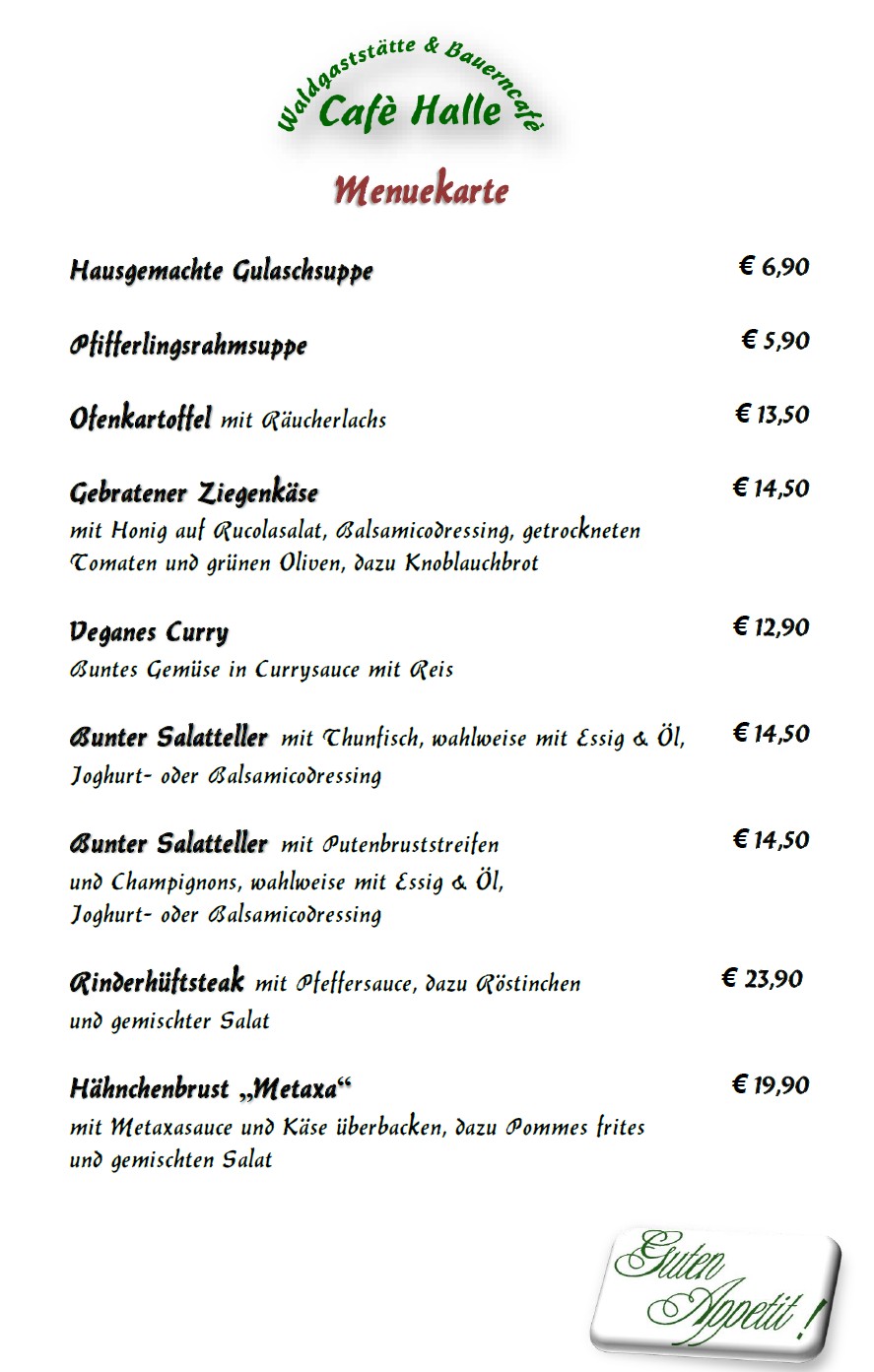 Aktuelle Speisekarte Cafe Halle Juli 2026 Seite 2