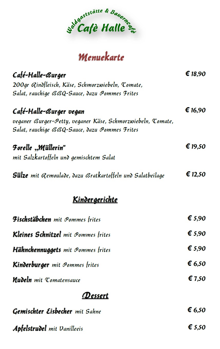Aktuelle Speisekarte Cafe Halle Juli 2026 Seite 3